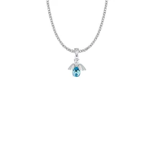 3/4 Inch Sterling Silver and Glass Crystal December Birthstone Angel Necklace
