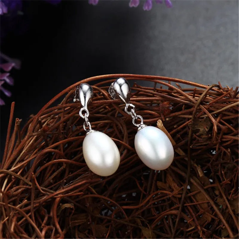 925 Silver Drop Pearl Earrings
