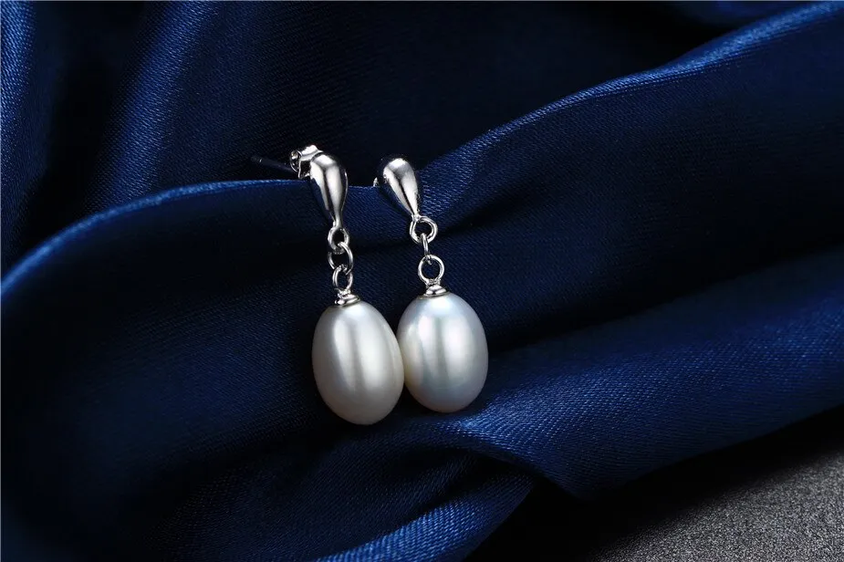 925 Silver Drop Pearl Earrings