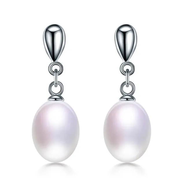 925 Silver Drop Pearl Earrings