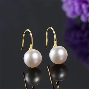 925 Silver Freshwater Pearl Drop Dangle Hook Earrings