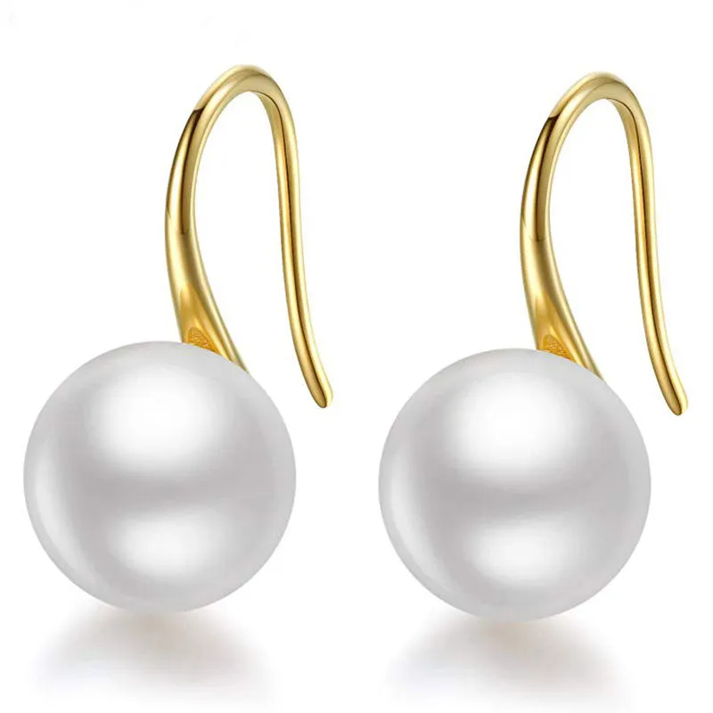 925 Silver Freshwater Pearl Drop Dangle Hook Earrings