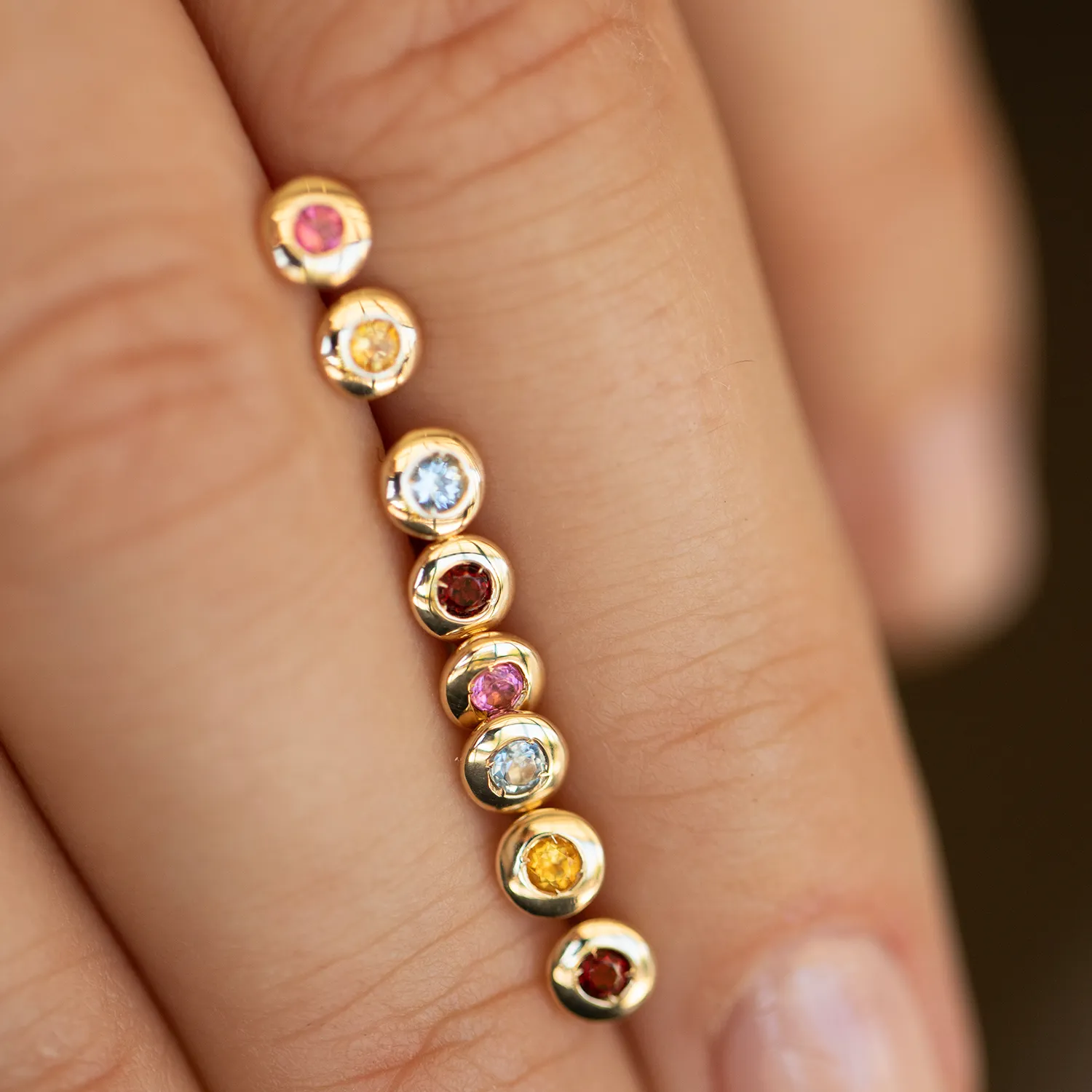 Birthstone Bezel Stud Earrings