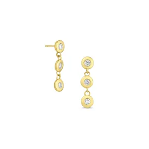 Birthstone Bezel Three Drop Earrings
