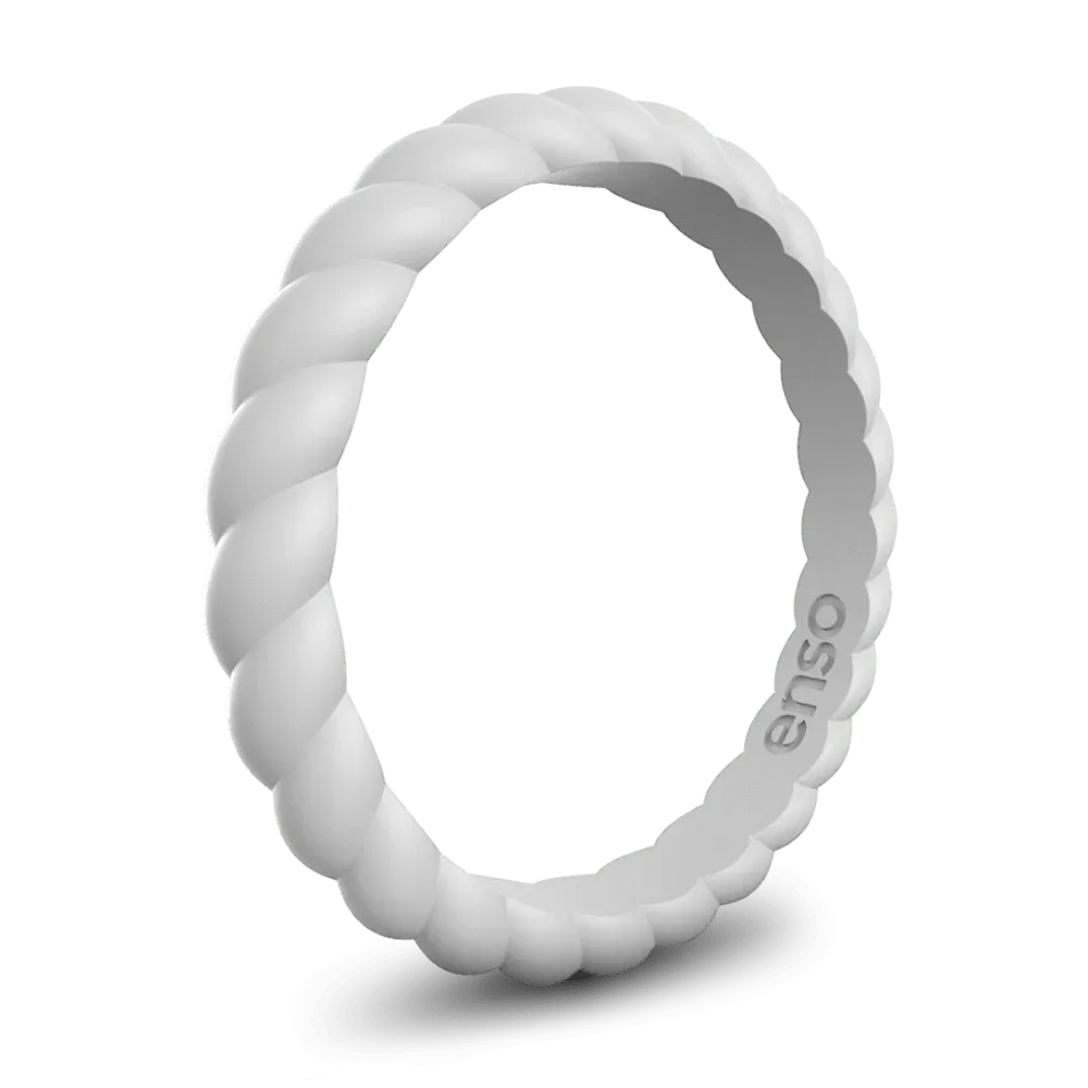Braided Stackable Silicone Ring: Pink Sand/Misty Grey