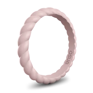 Braided Stackable Silicone Ring: Pink Sand/Misty Grey