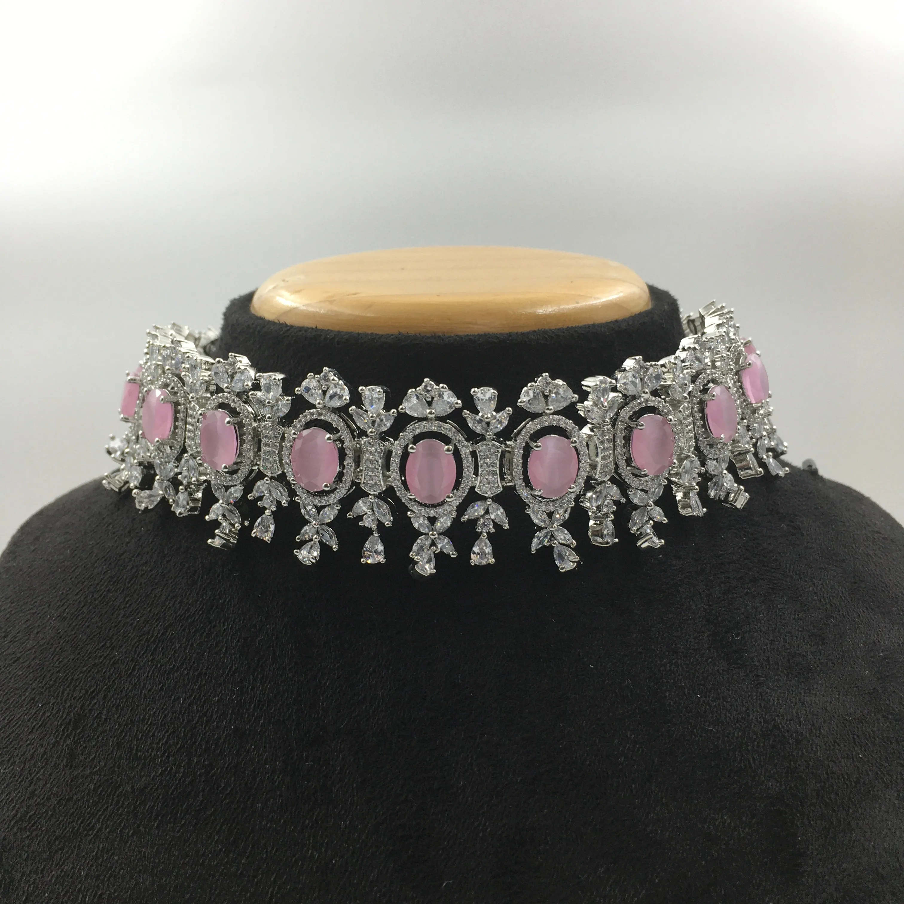 Choker Zircon/AD Necklace Set 4156-69