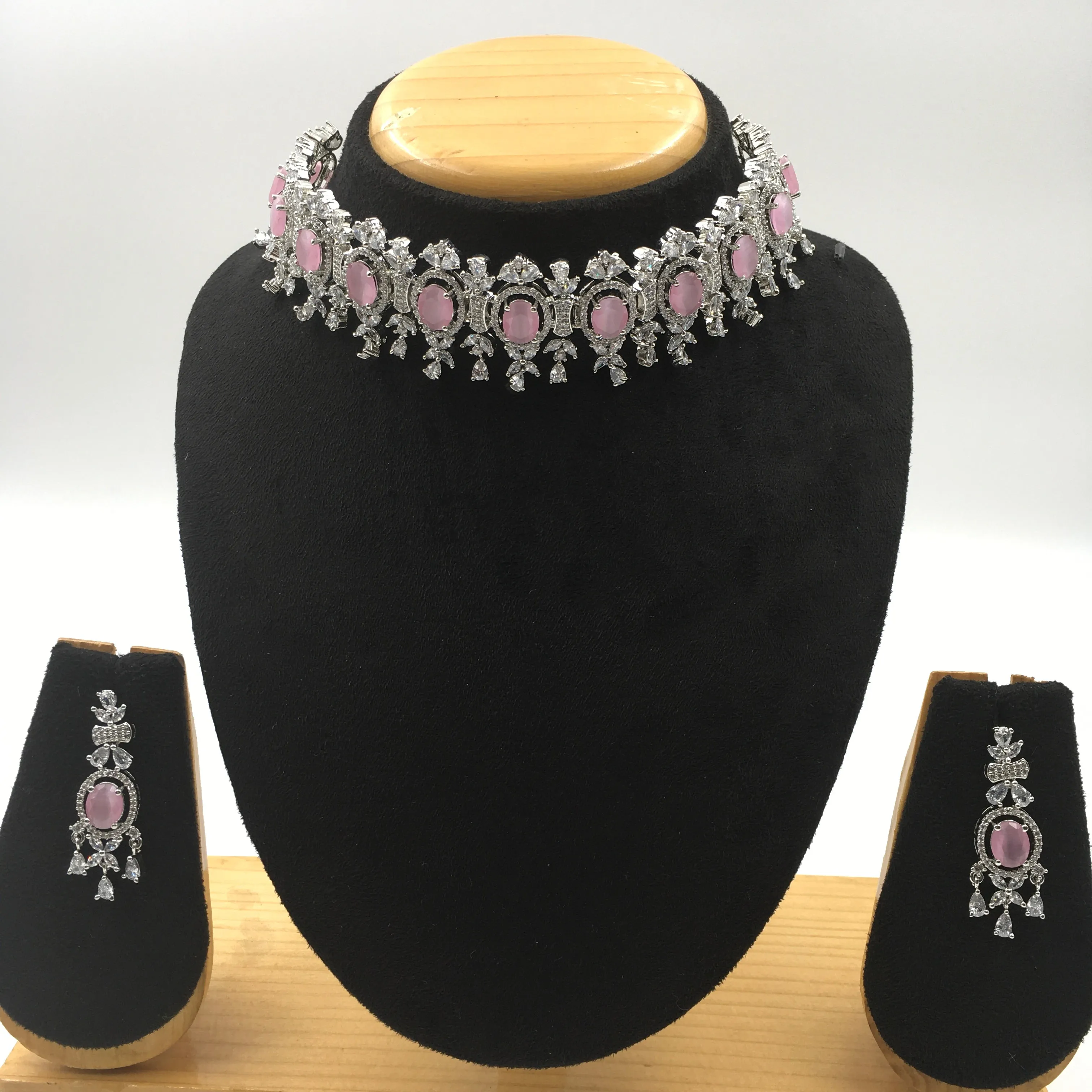 Choker Zircon/AD Necklace Set 4156-69
