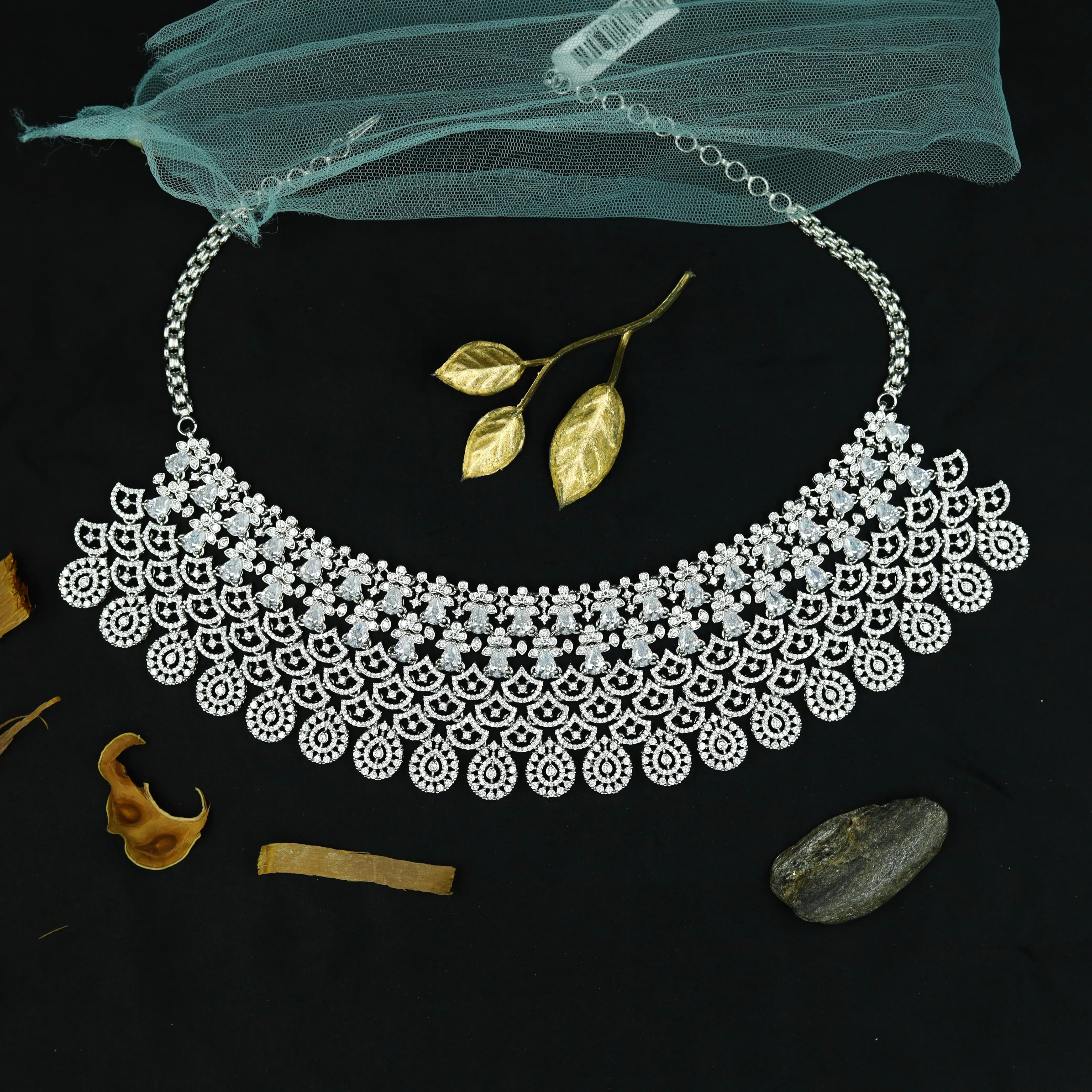 Choker Zircon/AD Necklace Set 5583-69