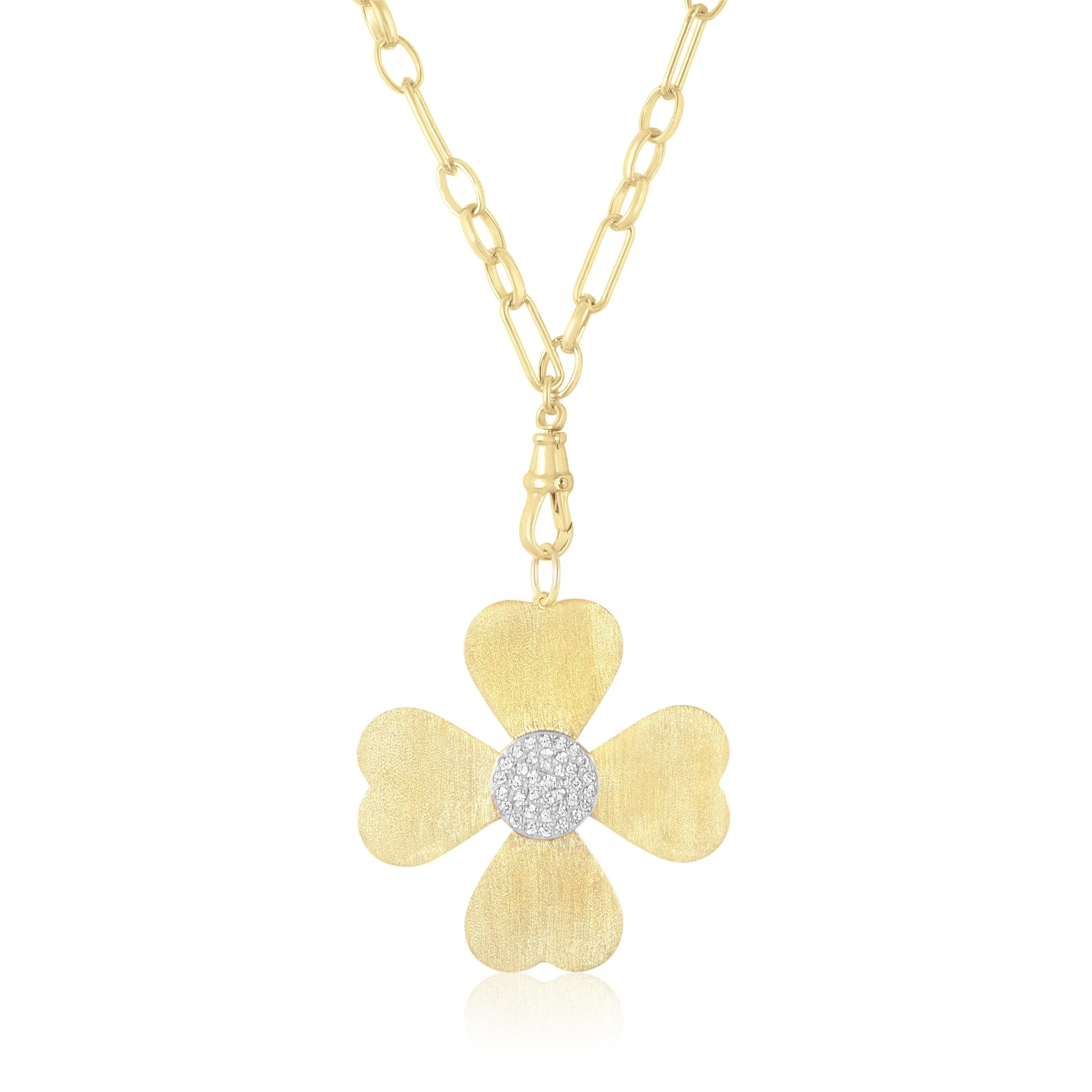 ELA RAE Jumbo Matte Clover Pendant Necklace