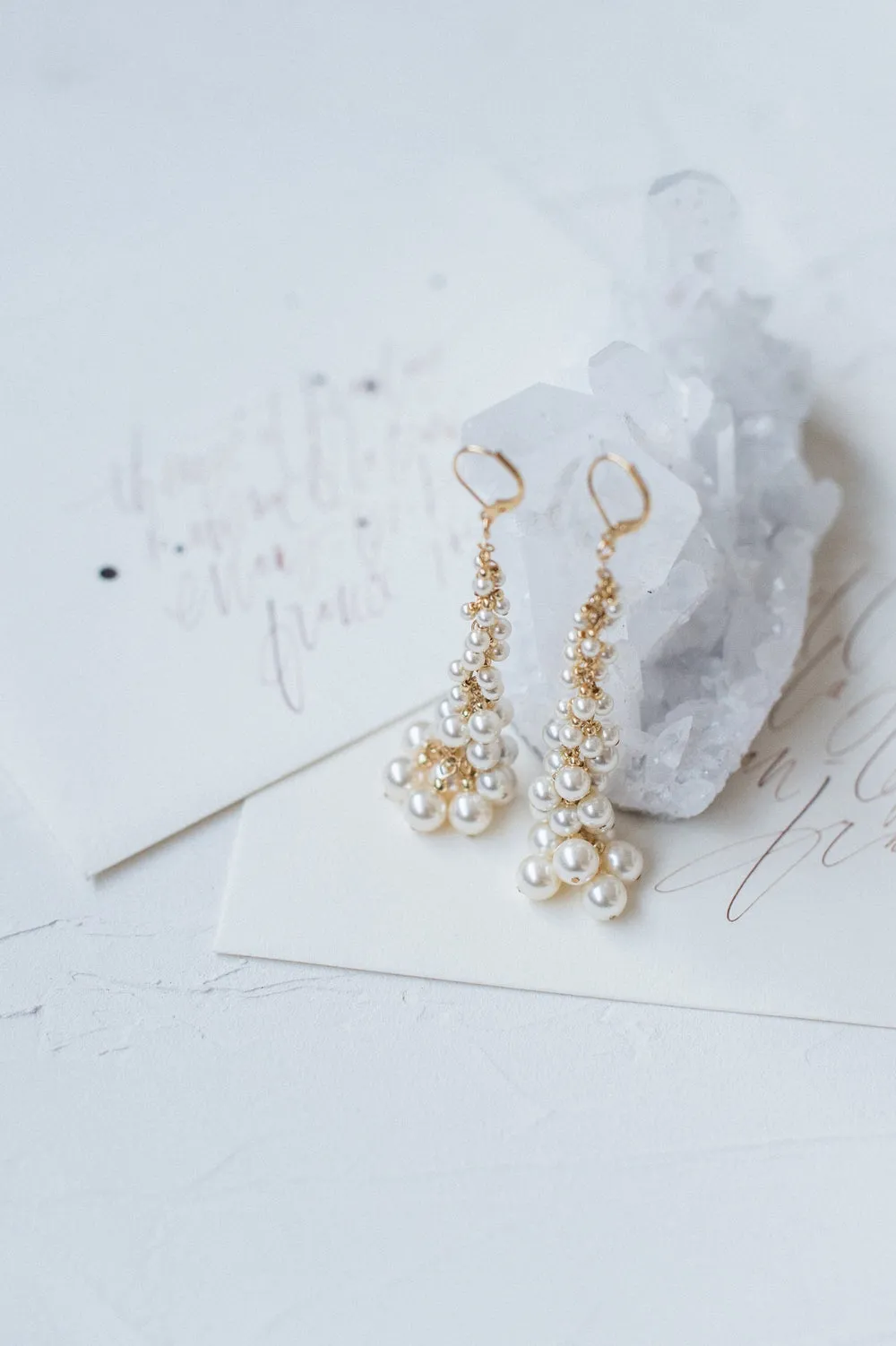EVITA Pearl Bridal Drop Earrings