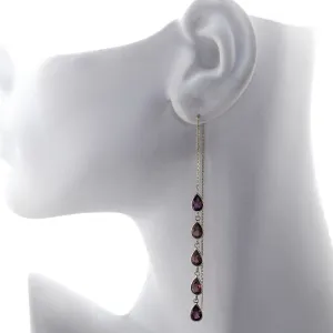 Five Pear Shape Garnets Threader Earrings