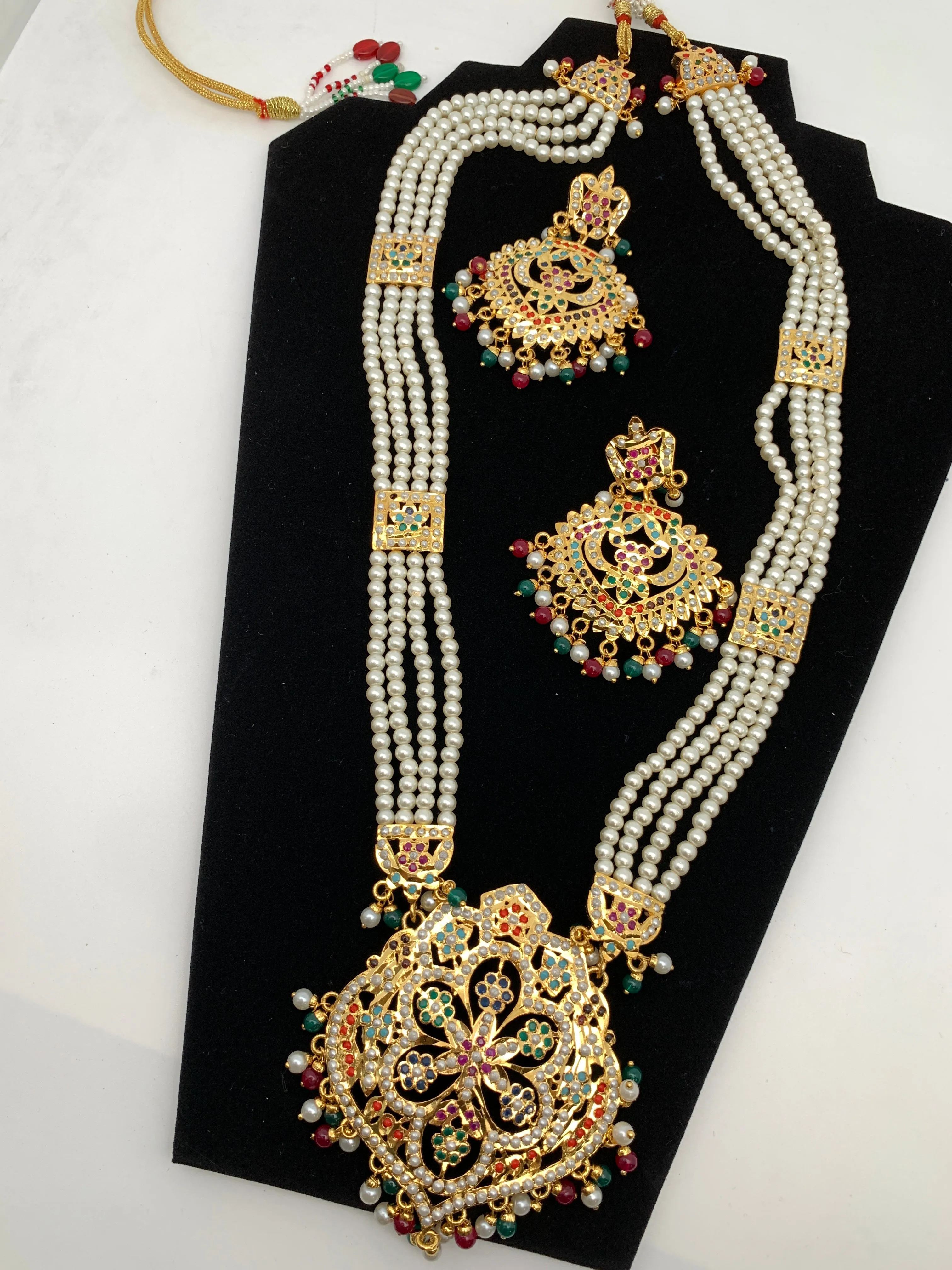 Hyderabadi Jadau Navratan Pendent Rani Haar