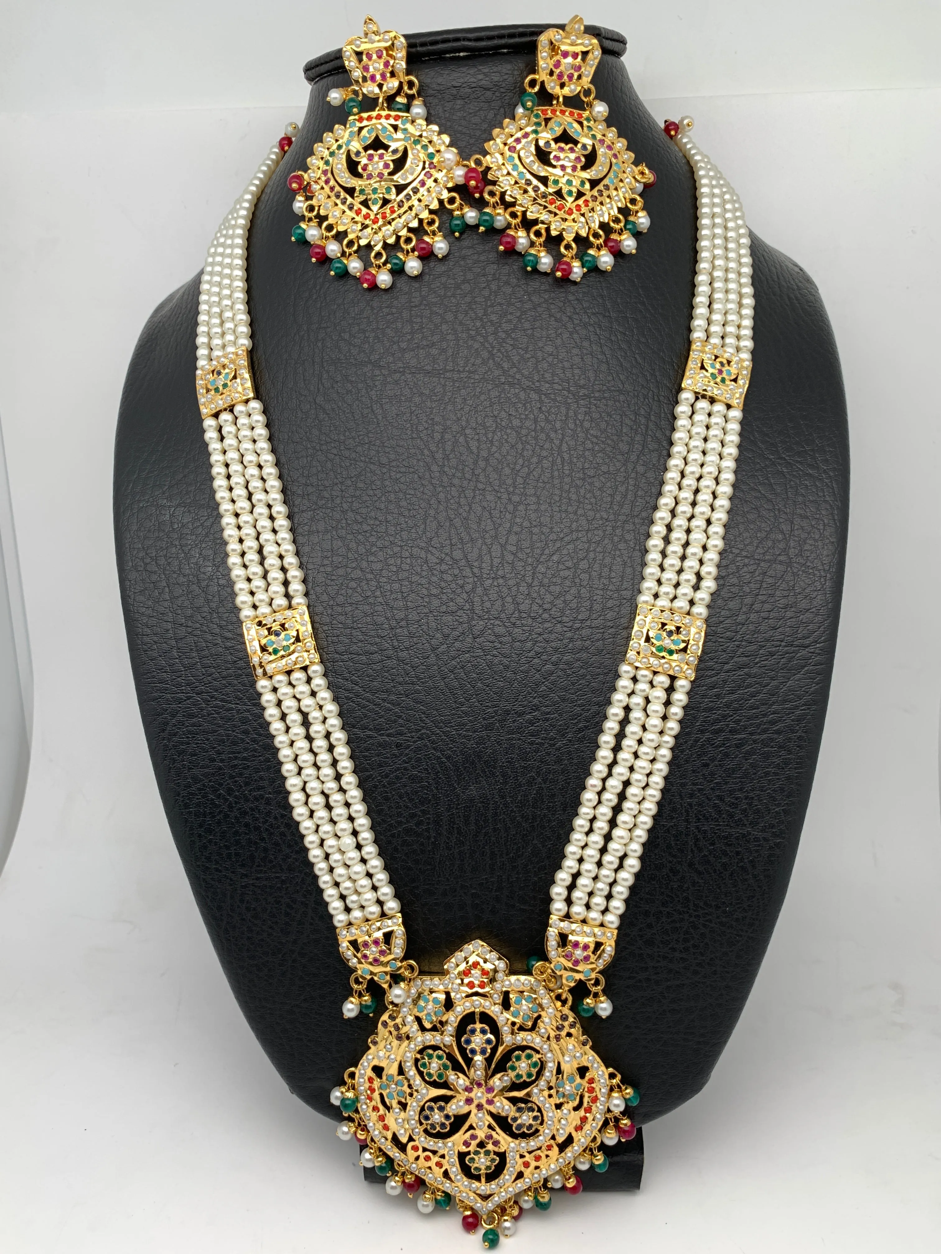 Hyderabadi Jadau Navratan Pendent Rani Haar