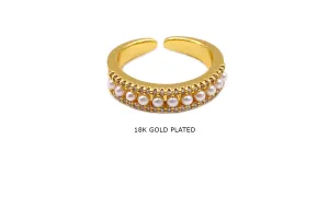 MP4280 Faux Pearl Half Eternity Ring With Cubic Zirconia Stones