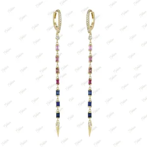 Multicolor Diamond Long Dangle Drop Earring 74mm