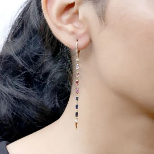 Multicolor Diamond Long Dangle Drop Earring 74mm