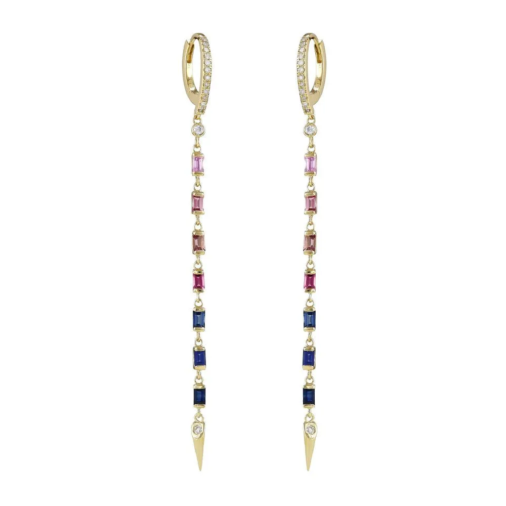 Multicolor Diamond Long Dangle Drop Earring 74mm