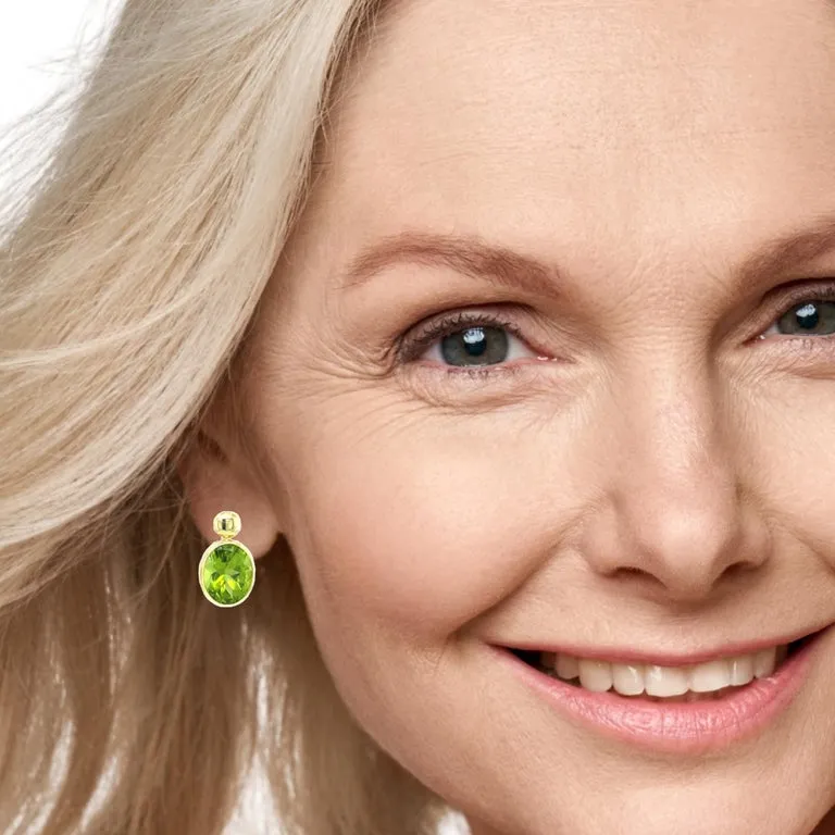 Peridot and 18k Yellow Gold Drop Earrings, 9.70 Carats Total