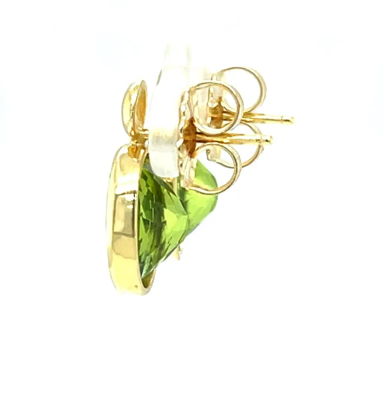 Peridot and 18k Yellow Gold Drop Earrings, 9.70 Carats Total