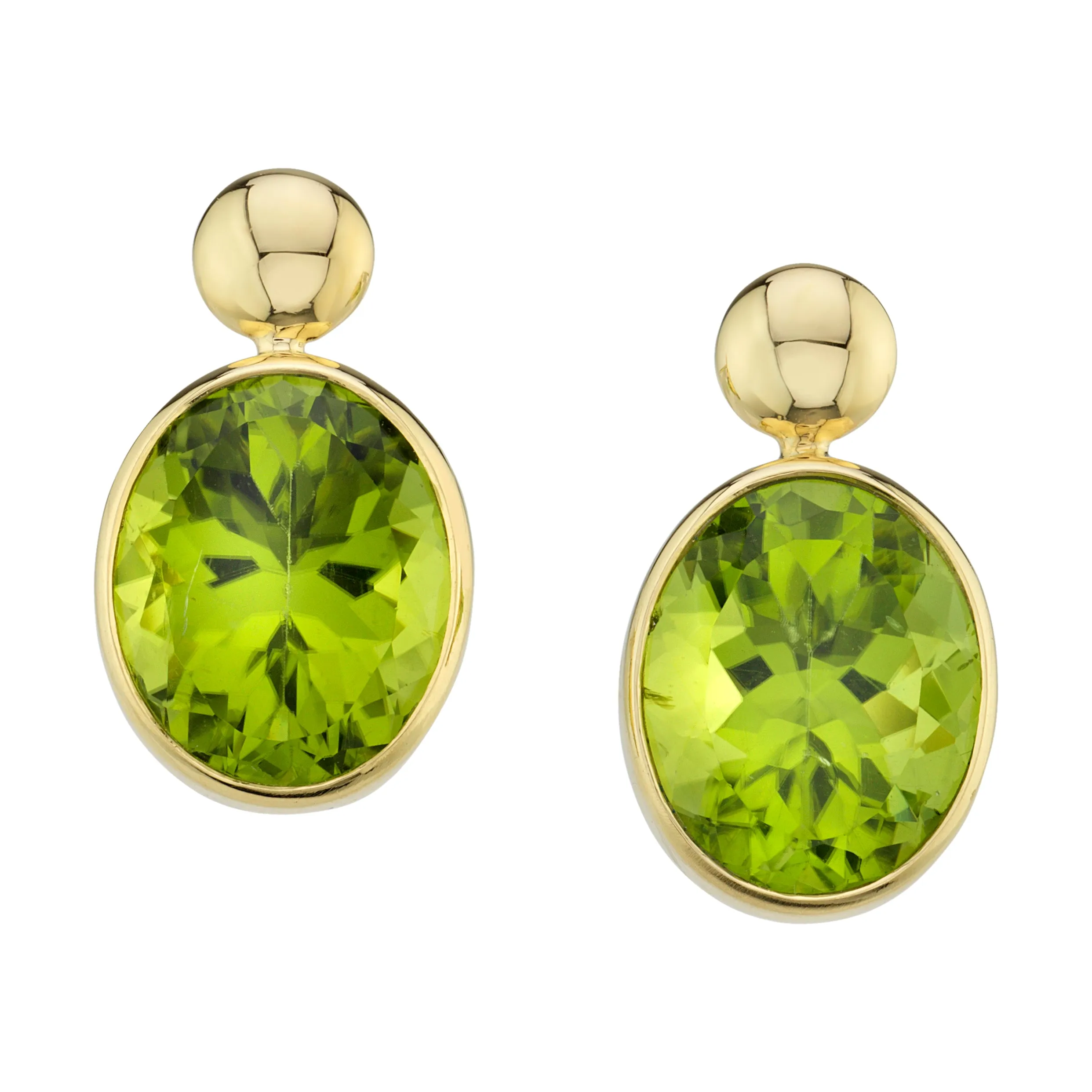Peridot and 18k Yellow Gold Drop Earrings, 9.70 Carats Total