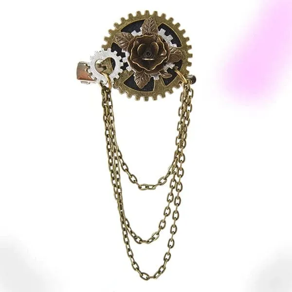Rose Chain Hair Clip Brooch