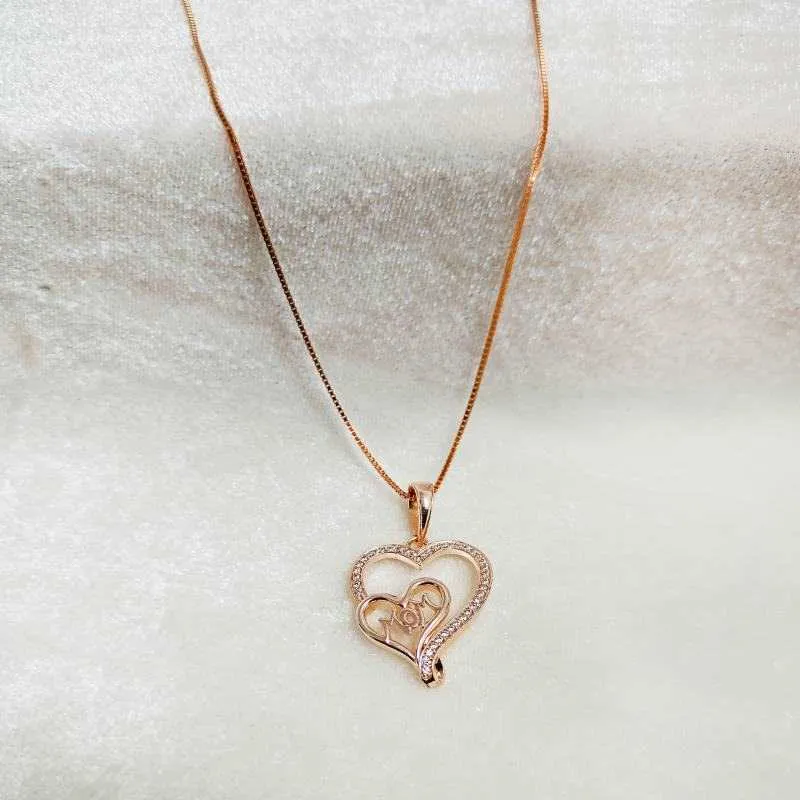 Rose gold MOM Love Heart Necklace