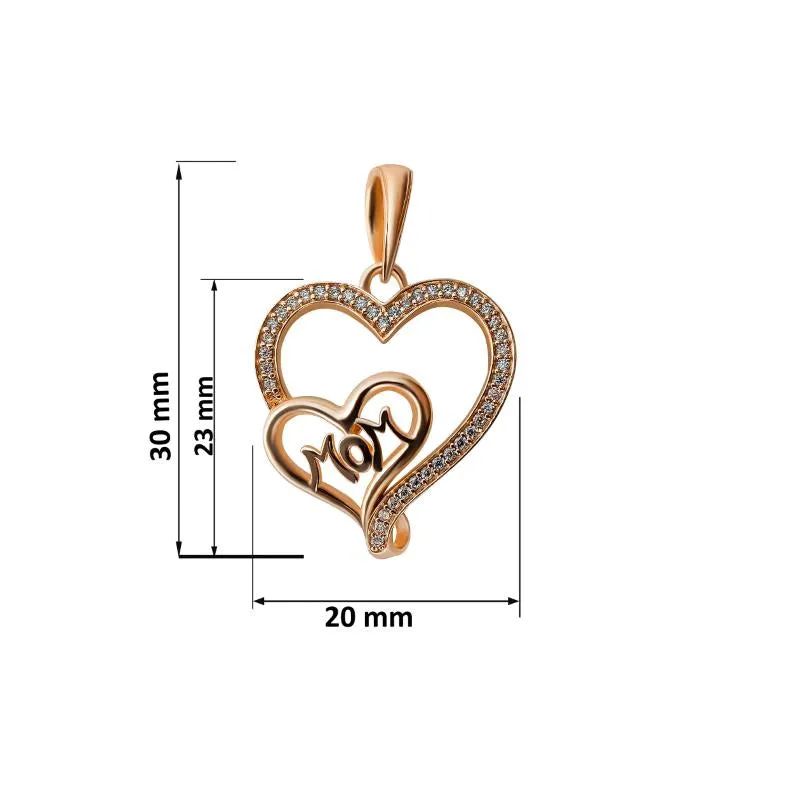 Rose gold MOM Love Heart Necklace