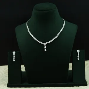 Round Neck Zircon/AD Necklace Set 12533-28