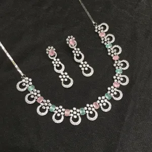 Round Neck Zircon/AD Necklace Set 5930-69