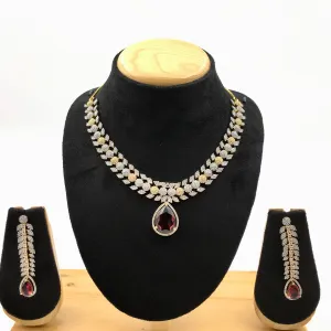 Round Neck Zircon/AD Necklace Set 8567-08