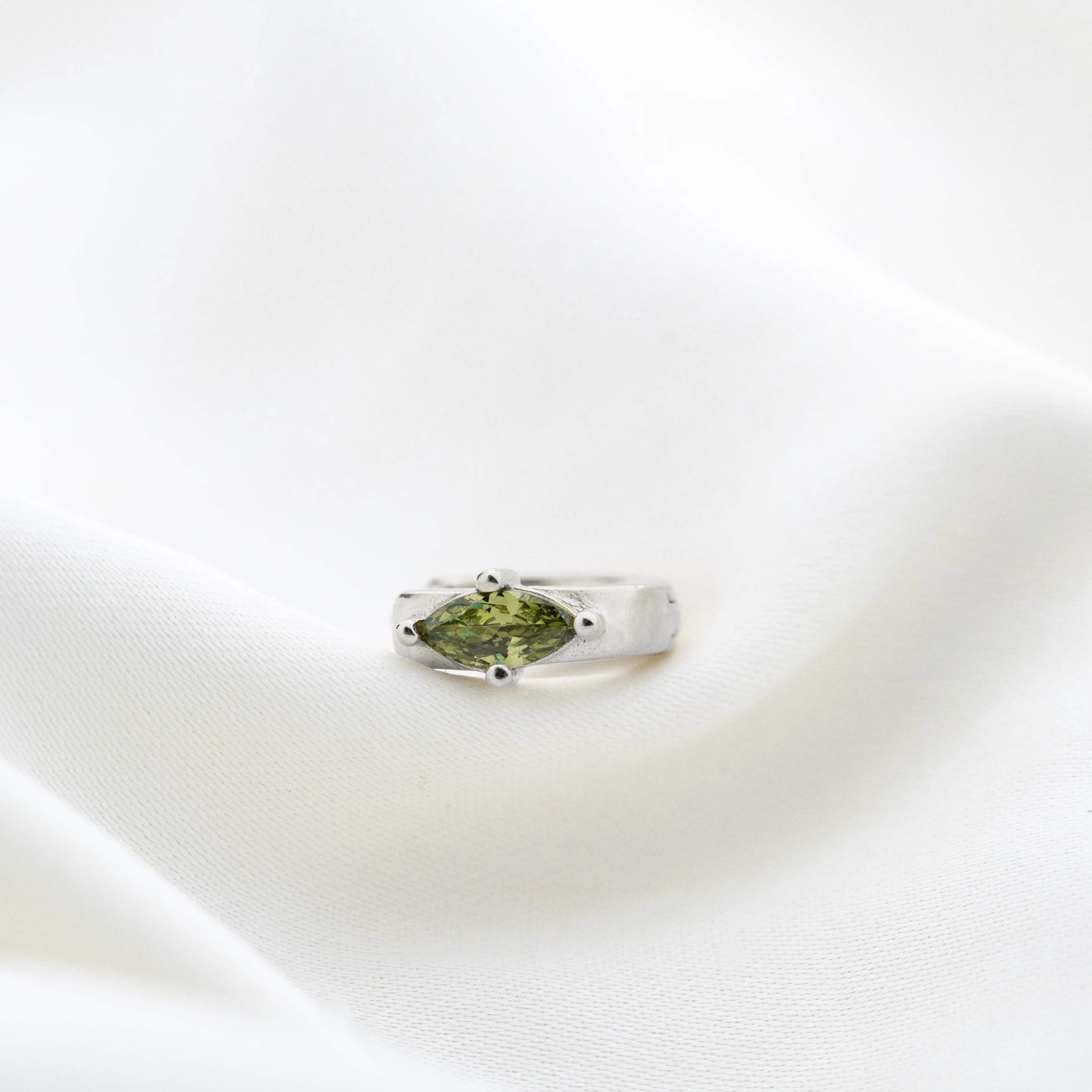 Silver Mini Peridot Hoop
