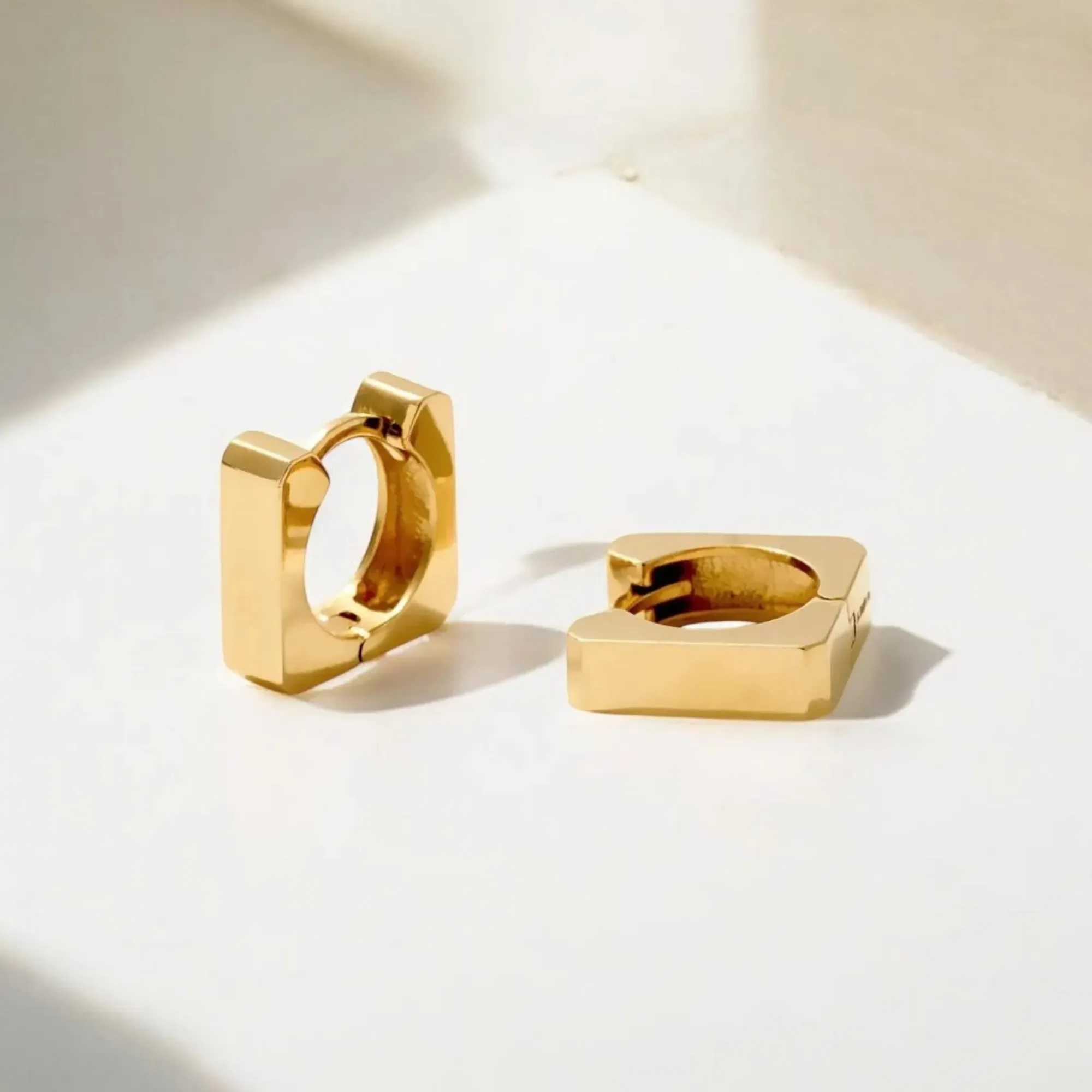 Square Link Huggie Earrings
