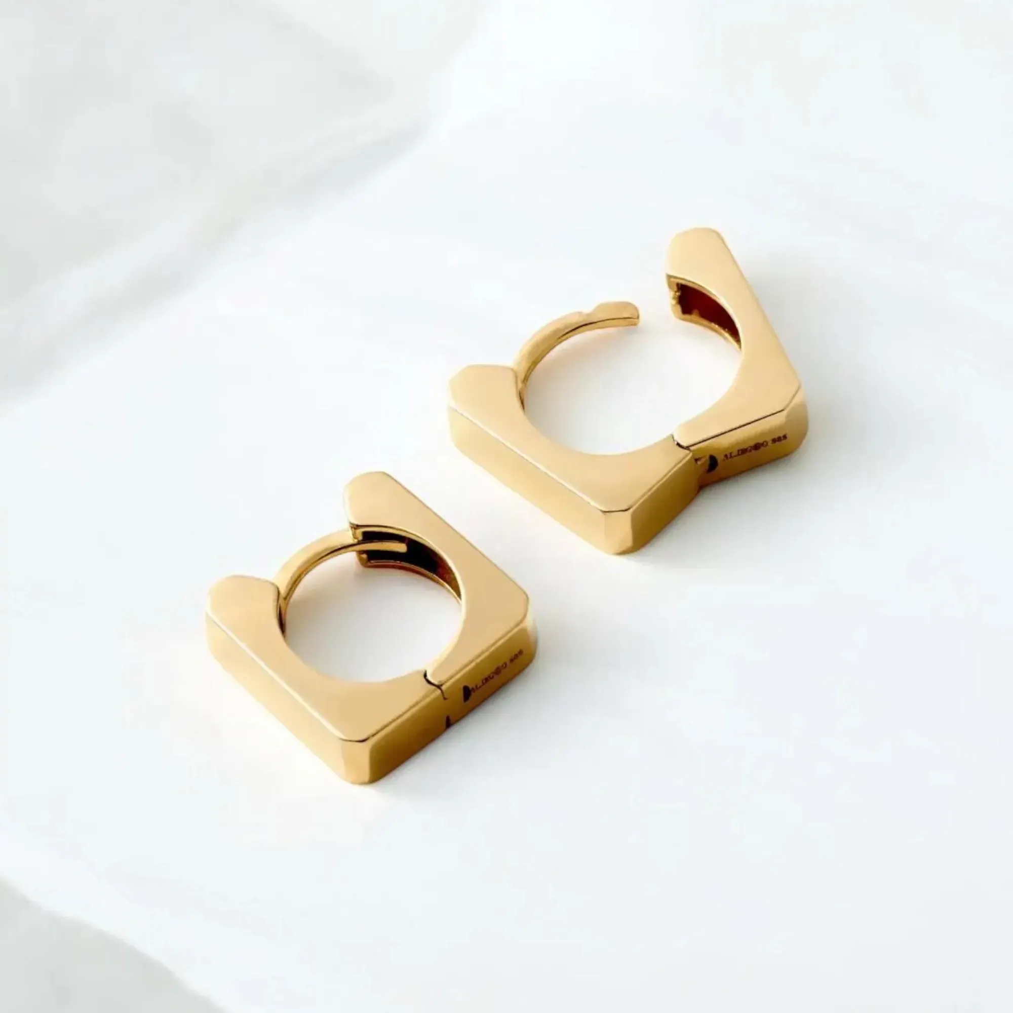 Square Link Huggie Earrings