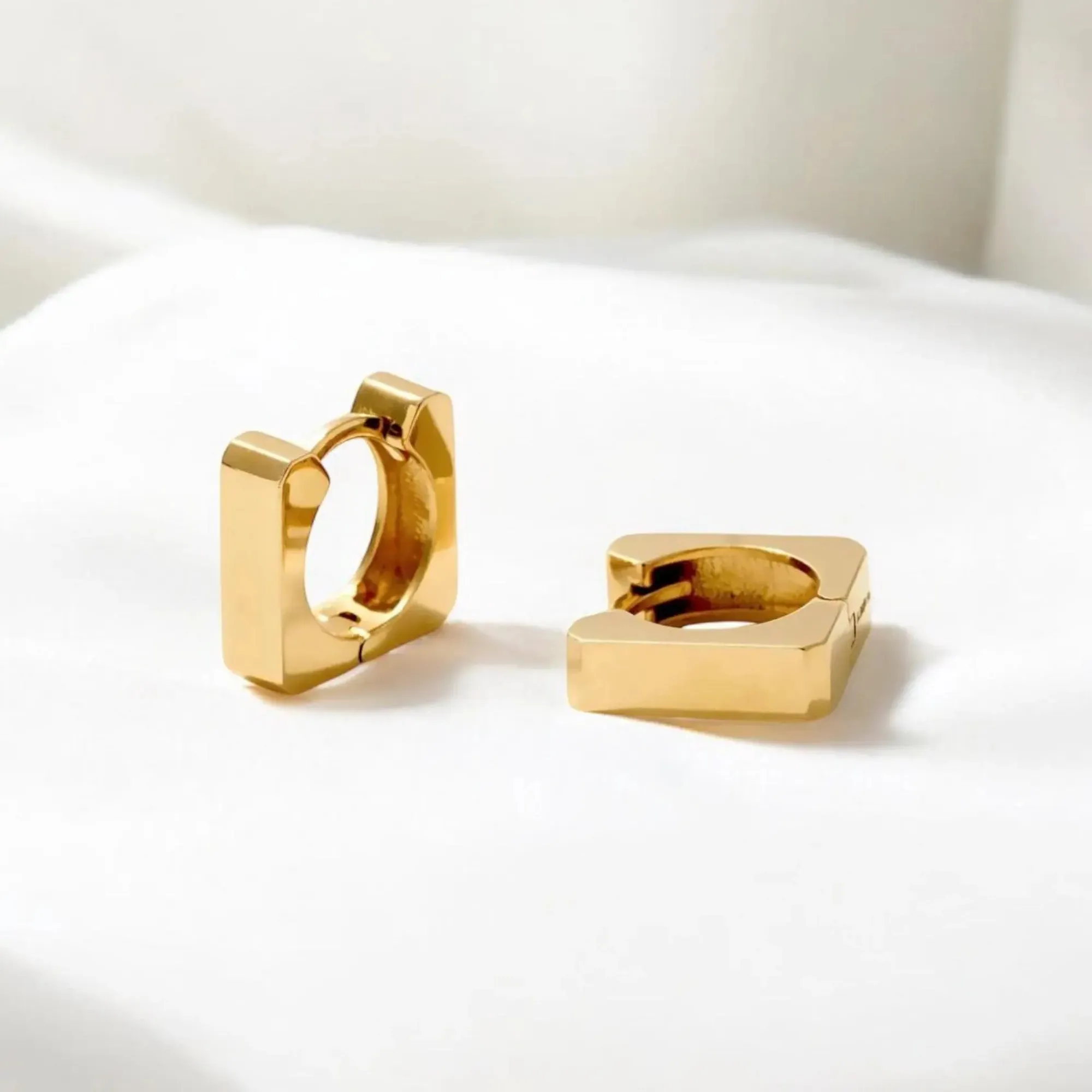 Square Link Huggie Earrings