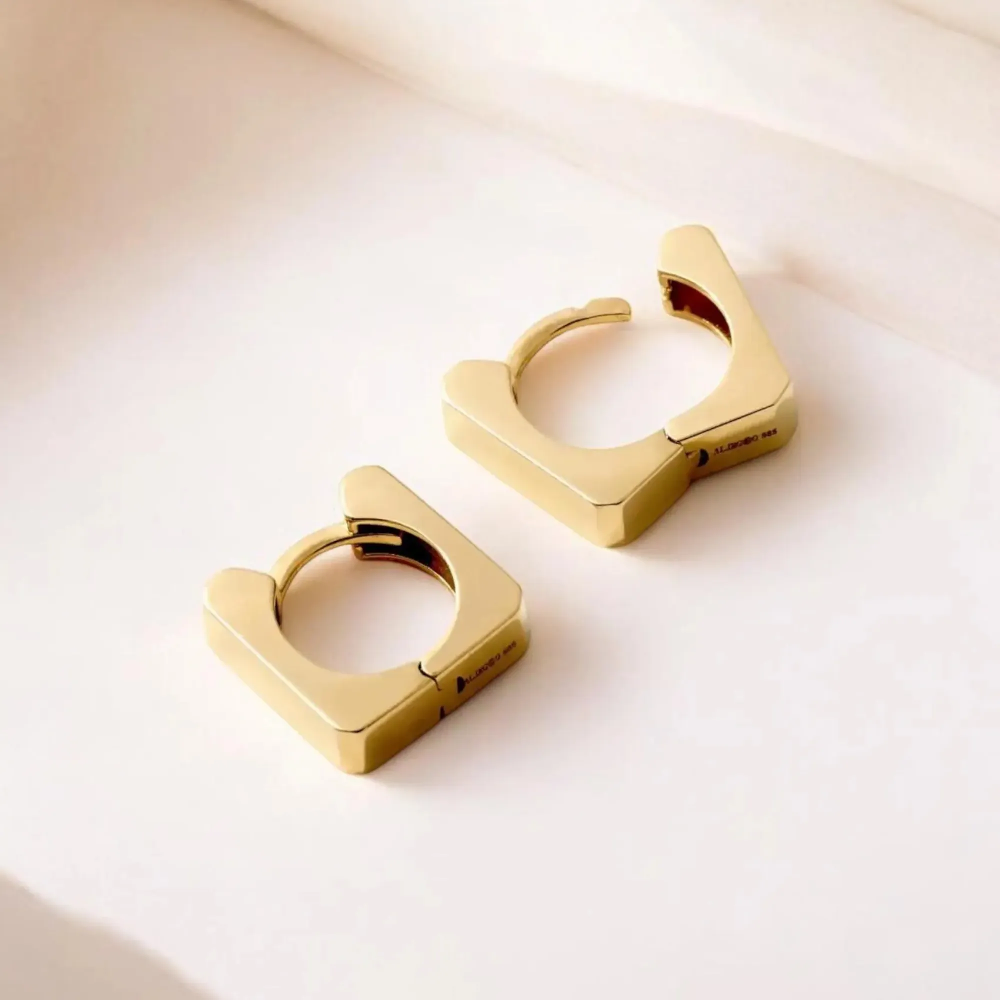 Square Link Huggie Earrings