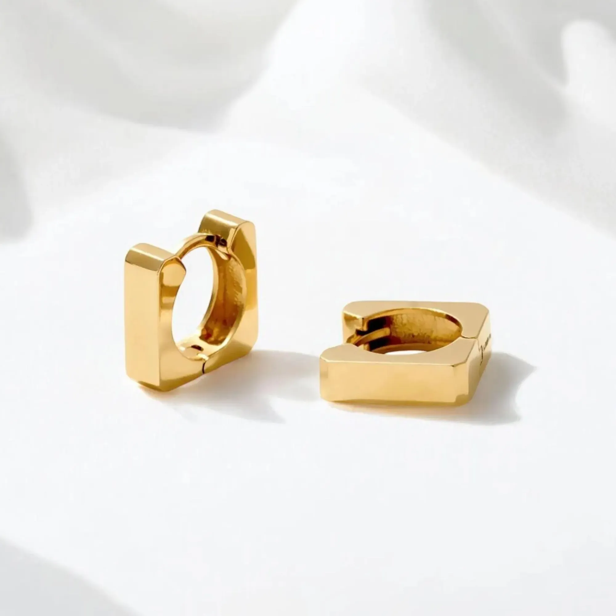 Square Link Huggie Earrings