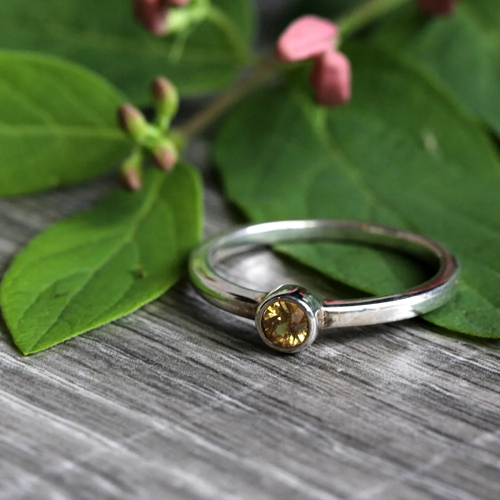 Sterling Silver Yellow Sapphire Ring