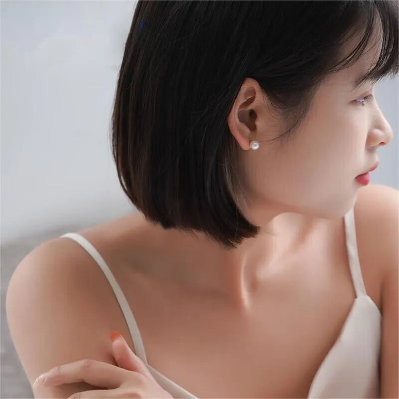 Tajade Flat Round 6-7mm S925 Silver Pearl Stud Earrings