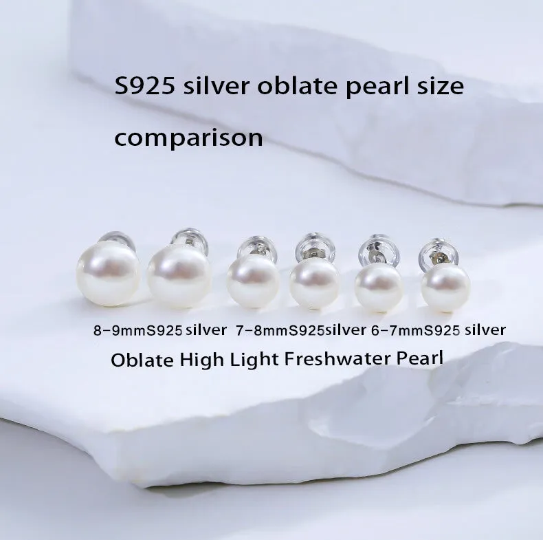 Tajade Flat Round 6-7mm S925 Silver Pearl Stud Earrings