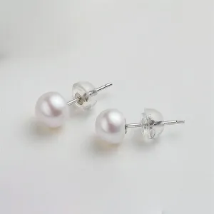 Tajade Flat Round 6-7mm S925 Silver Pearl Stud Earrings