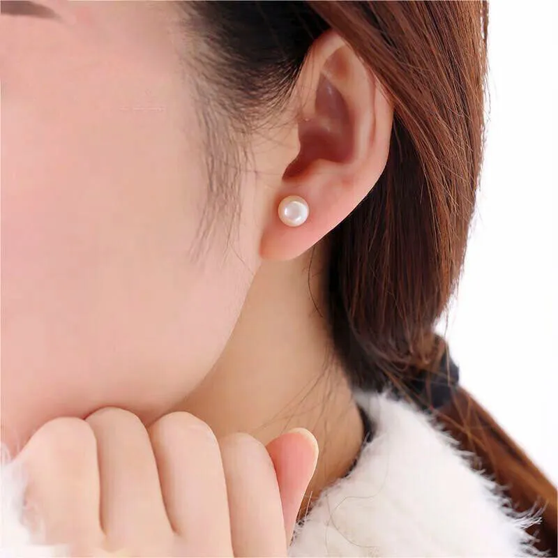 Tajade Flat Round 6-7mm S925 Silver Pearl Stud Earrings