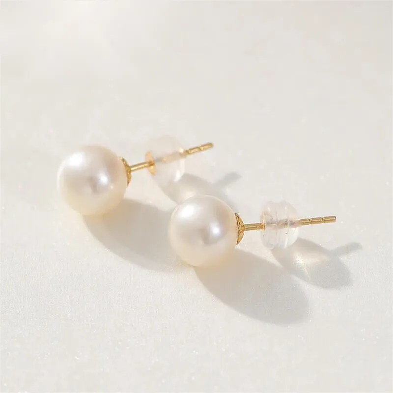 Tajade Flat Round 6-7mm S925 Silver Pearl Stud Earrings